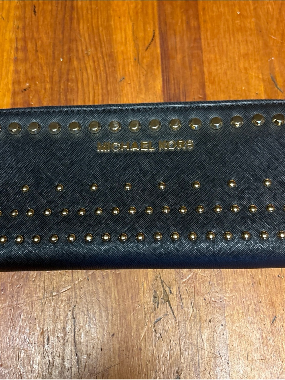Michael Kors Black Gold Studded Leather Wallet
